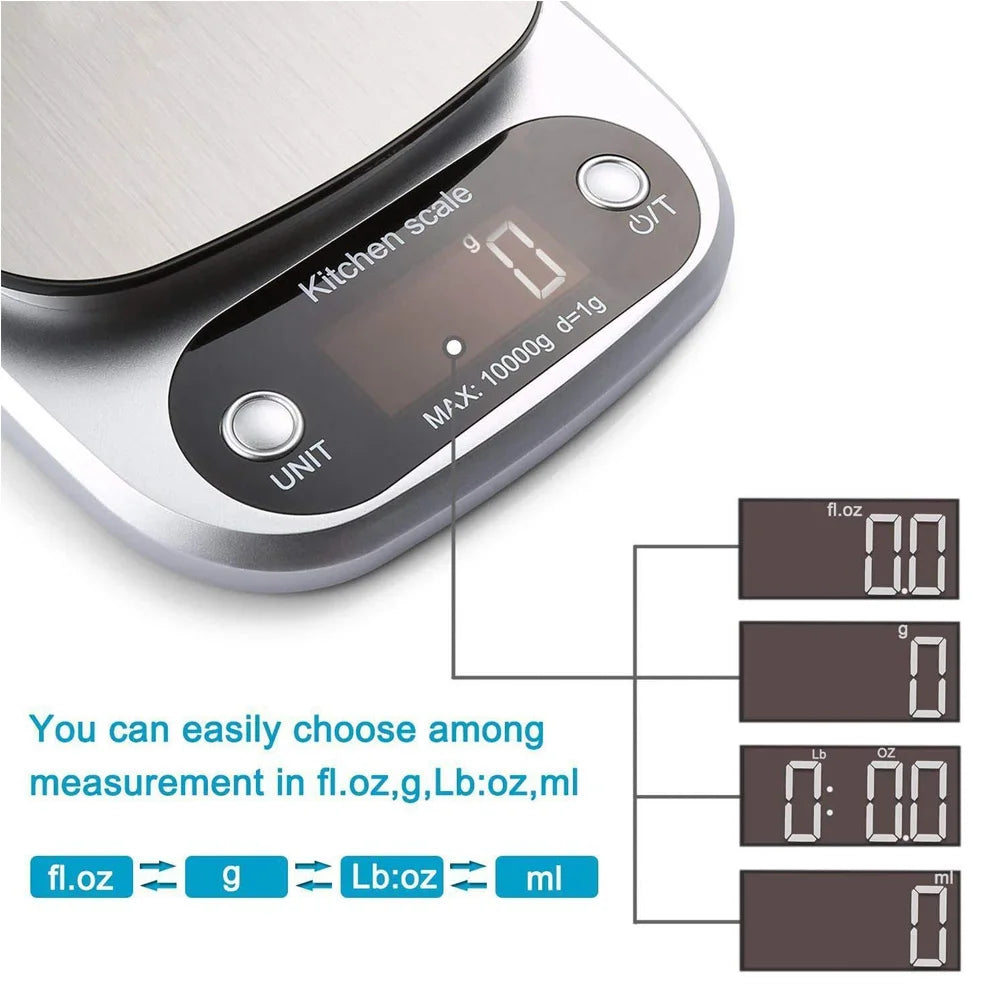 5/10kg Digital Kitchen Scale Stainless Steel LCD Electronic Food Scale Jewelry Coffee Baking Portable High-quality Kitchen Tool