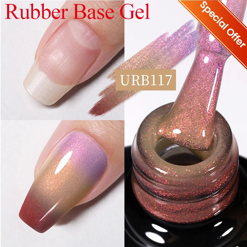 UR SUGAR Blue Color Rubber Base Gel Nail Polish Gold Glitter Base Gel Top Coat Soak Off UV LED Gel Nail Art Varnish Manicure