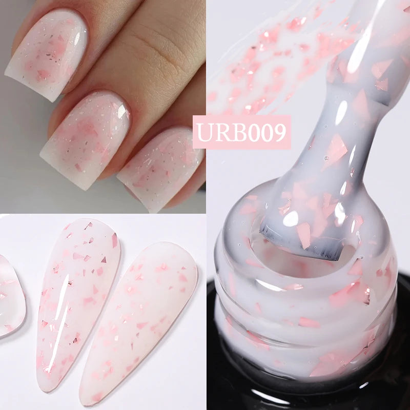 UR SUGAR Blue Color Rubber Base Gel Nail Polish Gold Glitter Base Gel Top Coat Soak Off UV LED Gel Nail Art Varnish Manicure