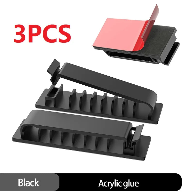 1/3/5 PCS 5/8/10 Slots Self-Adhesive Cable Organizer Clips Wire Holder for Office TV PC Ethernet Under Desk USB Cord Management