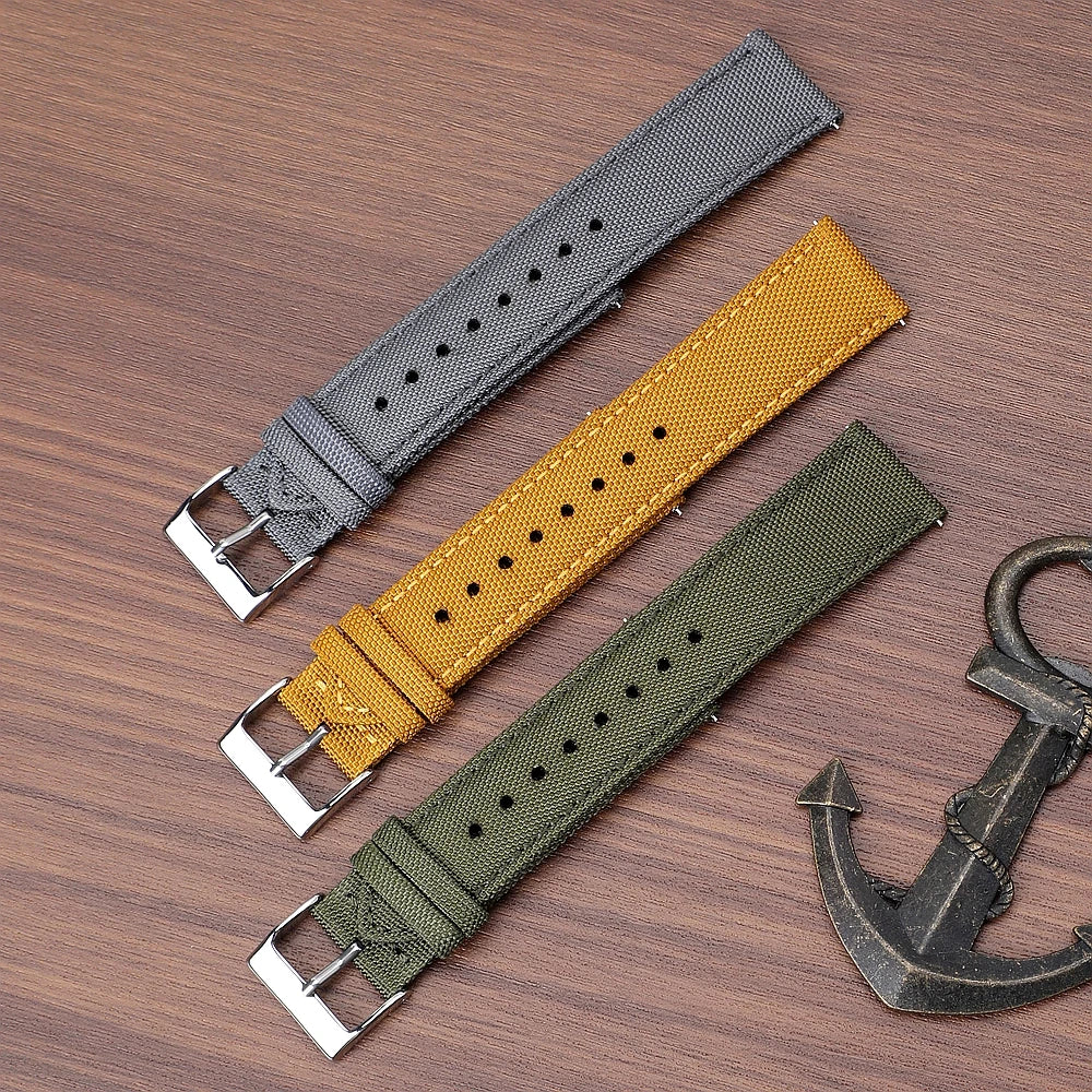 18mm 19mm 20mm 21mm 22mm 24mm Waterproof Sailcloth Watch Strap Two-Sided Nylon Watchband Quick Release Band Sport Belt For Men