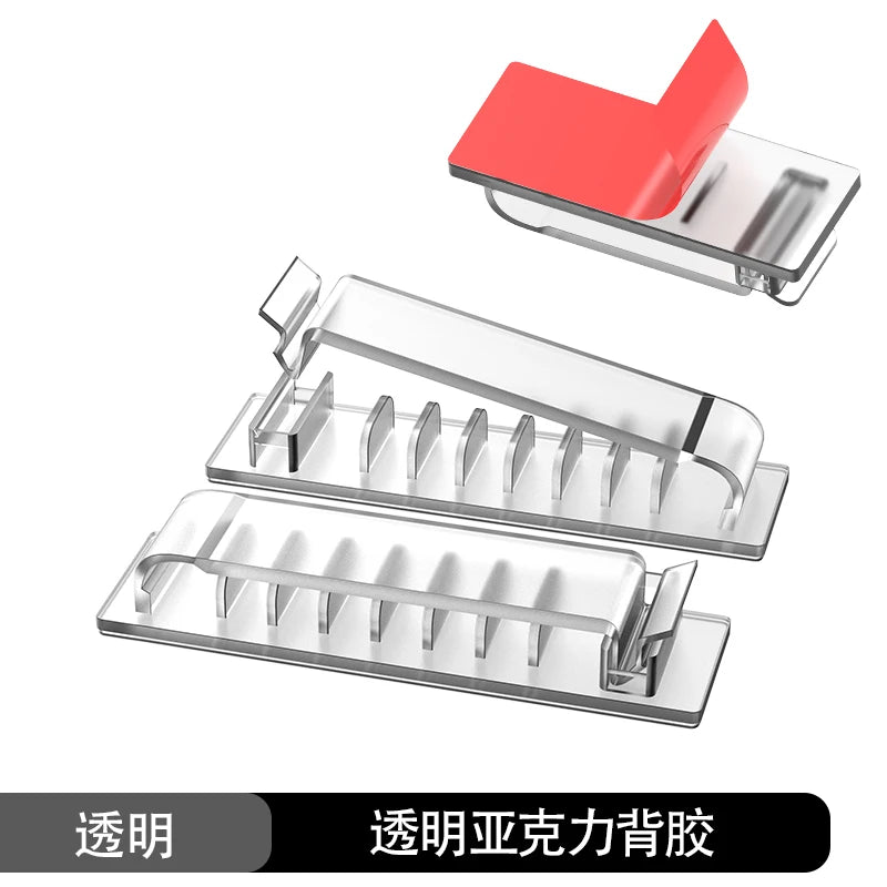 1/3/5 PCS 5/8/10 Slots Self-Adhesive Cable Organizer Clips Wire Holder for Office TV PC Ethernet Under Desk USB Cord Management