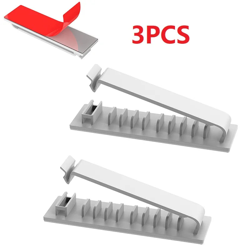 1/3/5 PCS 5/8/10 Slots Self-Adhesive Cable Organizer Clips Wire Holder for Office TV PC Ethernet Under Desk USB Cord Management