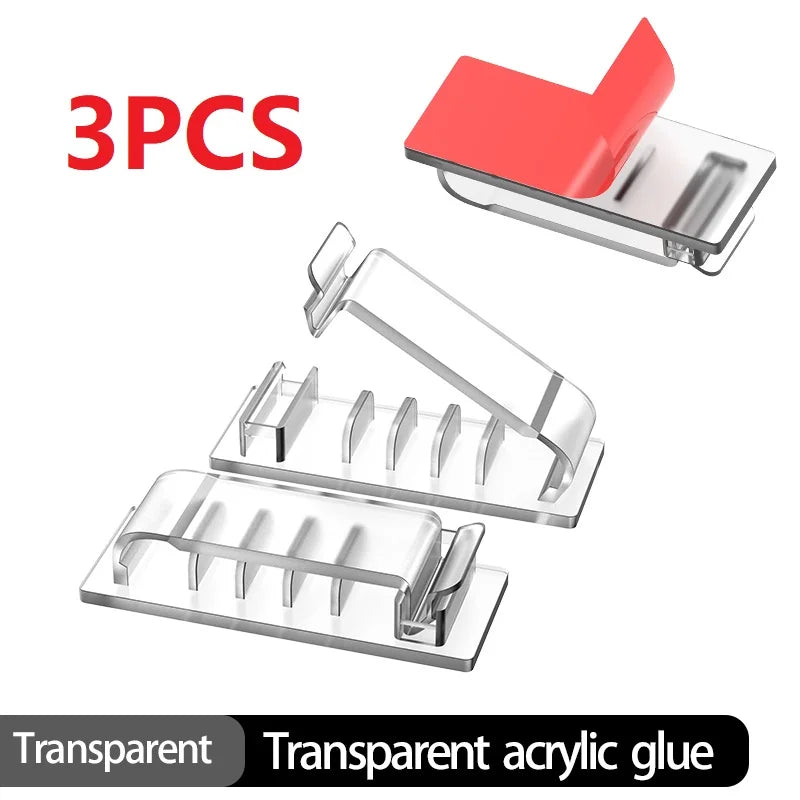 1/3/5 PCS 5/8/10 Slots Self-Adhesive Cable Organizer Clips Wire Holder for Office TV PC Ethernet Under Desk USB Cord Management