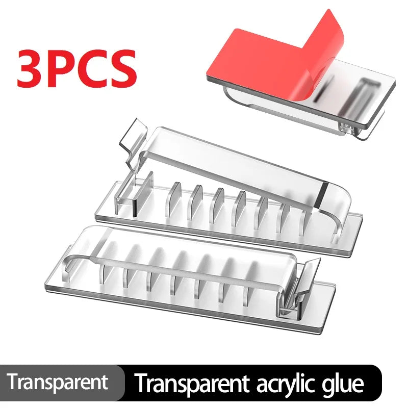 1/3/5 PCS 5/8/10 Slots Self-Adhesive Cable Organizer Clips Wire Holder for Office TV PC Ethernet Under Desk USB Cord Management