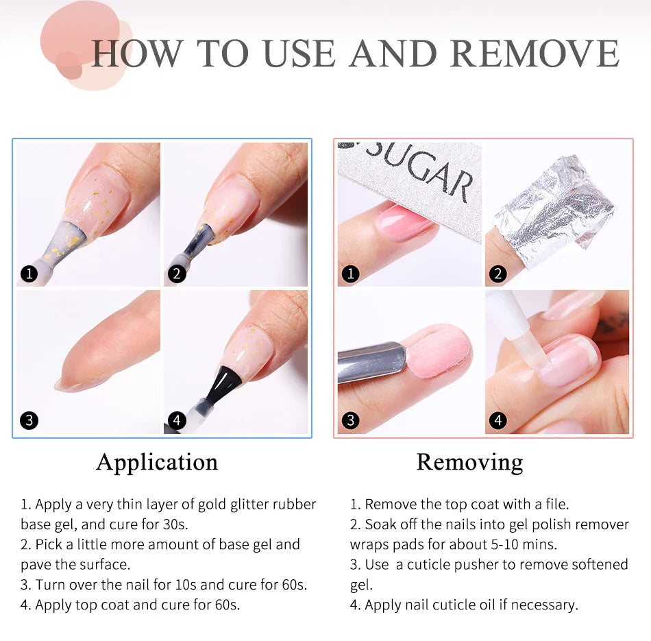 UR SUGAR Blue Color Rubber Base Gel Nail Polish Gold Glitter Base Gel Top Coat Soak Off UV LED Gel Nail Art Varnish Manicure