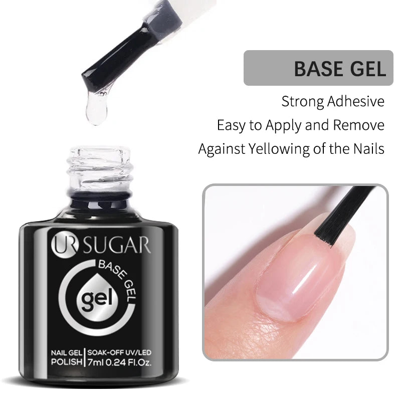 UR SUGAR Blue Color Rubber Base Gel Nail Polish Gold Glitter Base Gel Top Coat Soak Off UV LED Gel Nail Art Varnish Manicure