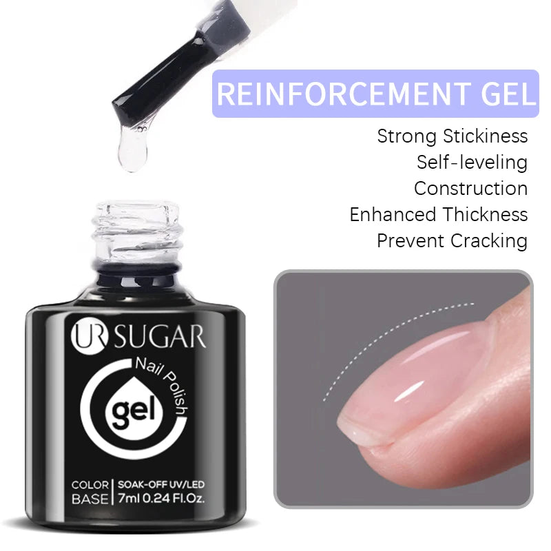 UR SUGAR Blue Color Rubber Base Gel Nail Polish Gold Glitter Base Gel Top Coat Soak Off UV LED Gel Nail Art Varnish Manicure