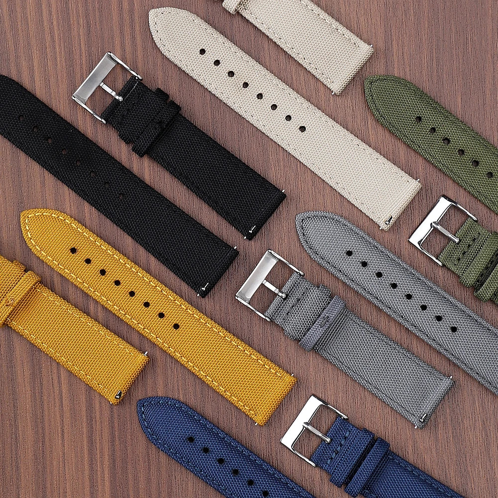 18mm 19mm 20mm 21mm 22mm 24mm Waterproof Sailcloth Watch Strap Two-Sided Nylon Watchband Quick Release Band Sport Belt For Men