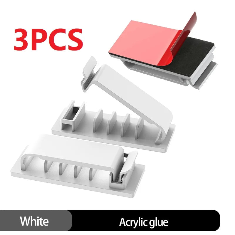 1/3/5 PCS 5/8/10 Slots Self-Adhesive Cable Organizer Clips Wire Holder for Office TV PC Ethernet Under Desk USB Cord Management