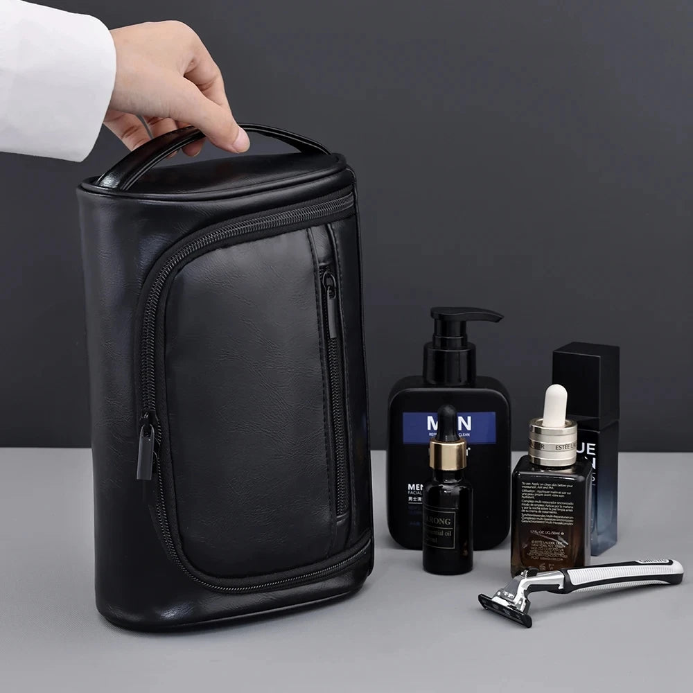 High Quality Travel Toiletry Bag For Women Men Retro PU Leather Cosmetic Bags Female Waterproof Travel Makeup Bag