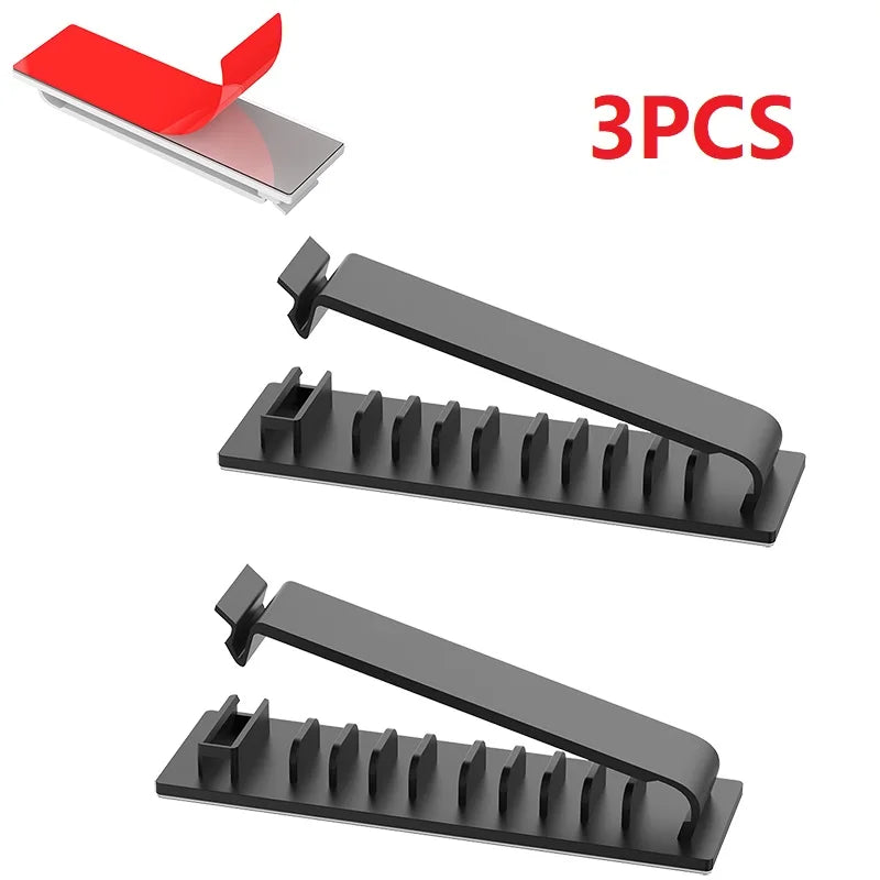 1/3/5 PCS 5/8/10 Slots Self-Adhesive Cable Organizer Clips Wire Holder for Office TV PC Ethernet Under Desk USB Cord Management