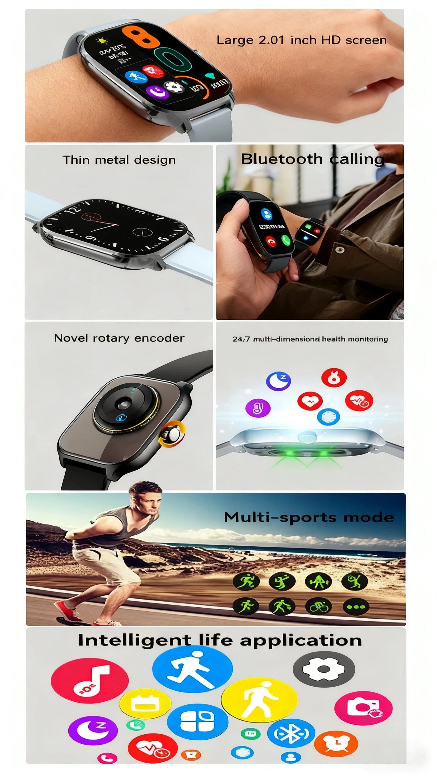 HOMEFISH C20 Smartwatch 1.77-inch HD Display Bluetooth Call Message Alert Sports Mode Smartwatch For Men Women