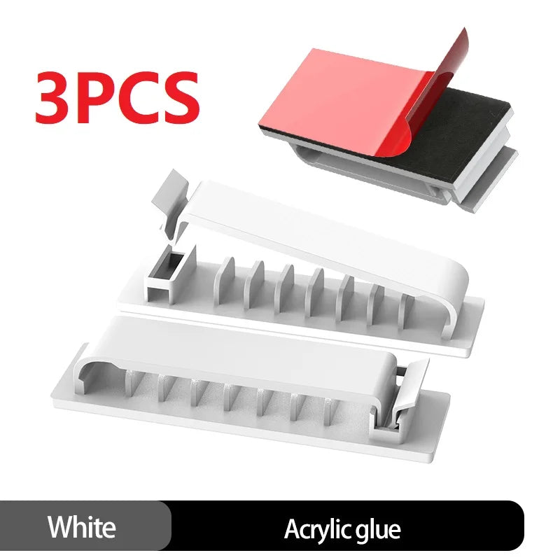 1/3/5 PCS 5/8/10 Slots Self-Adhesive Cable Organizer Clips Wire Holder for Office TV PC Ethernet Under Desk USB Cord Management